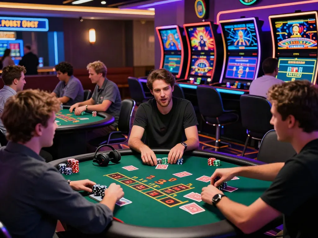 Exciting non gamstop casino gaming scene featuring players at vibrant tables and engaging live dealer games.