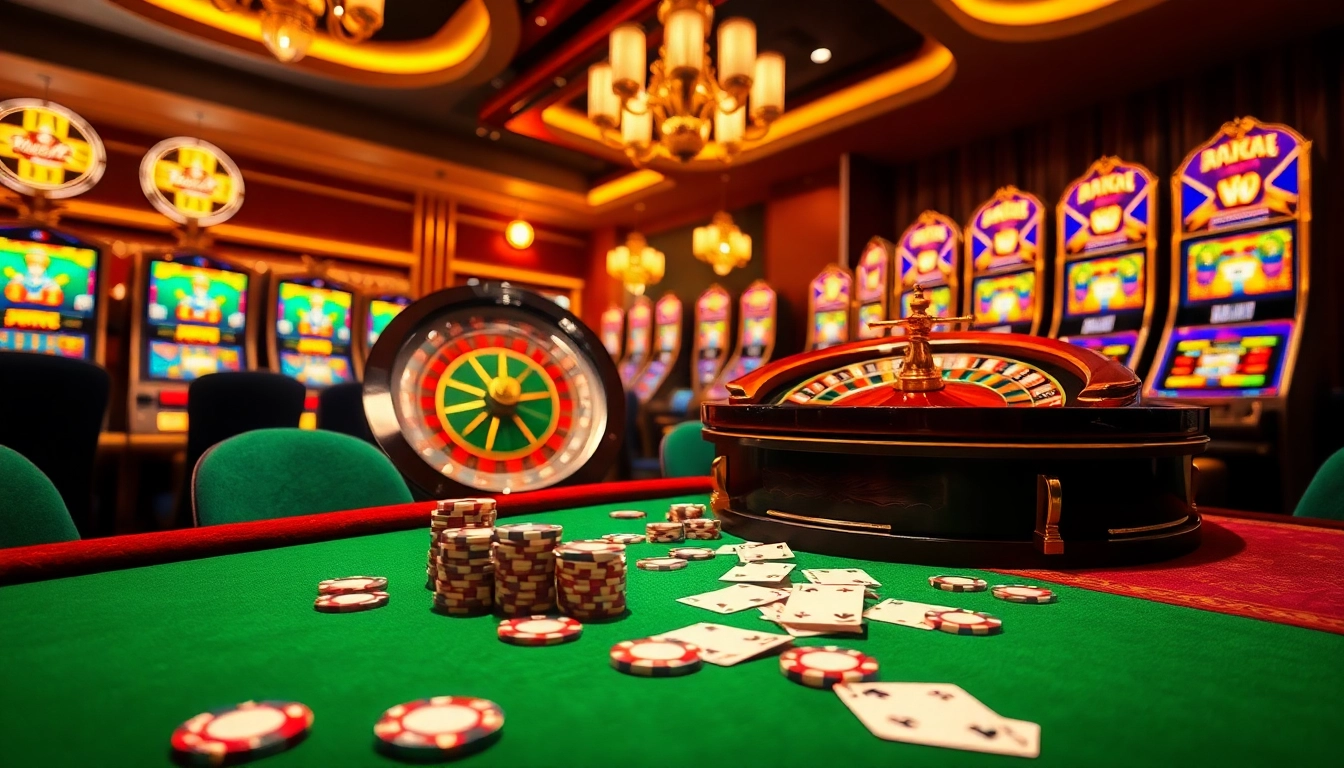 Experience the thrill of Raja Luck with vibrant casino games and elegant decor.