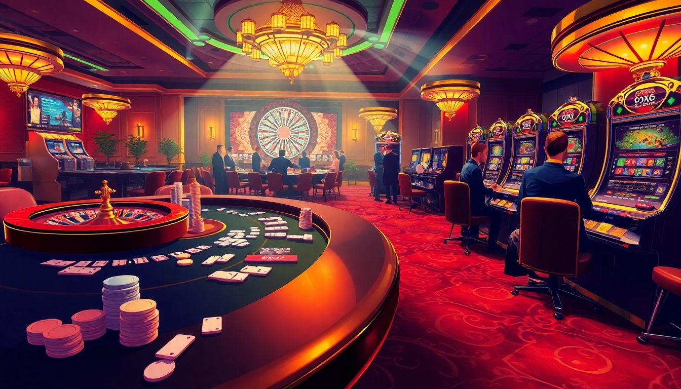 Players enjoying high-stakes gambling at a luxurious casino, showcasing https://suncity.one/ gaming excitement.