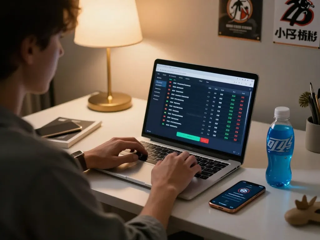 Engage in strategic sports betting at https://nk88.actor/ with live odds displayed on the laptop.