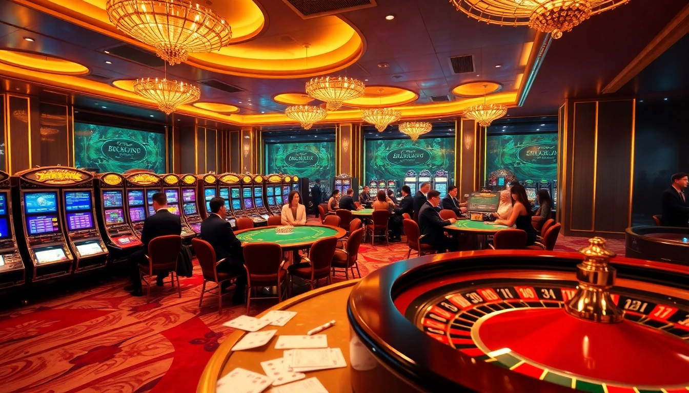 Exciting gaming action on Trang chủ v88 showcasing luxurious casino interiors and vibrant gambling atmosphere.