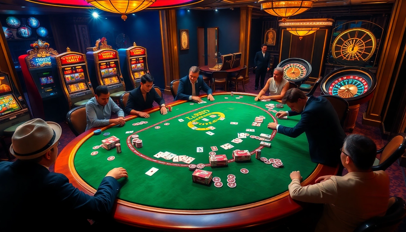 Exciting casino experience featuring a poker table with Truyên ma hay-themed elements and vibrant atmosphere.