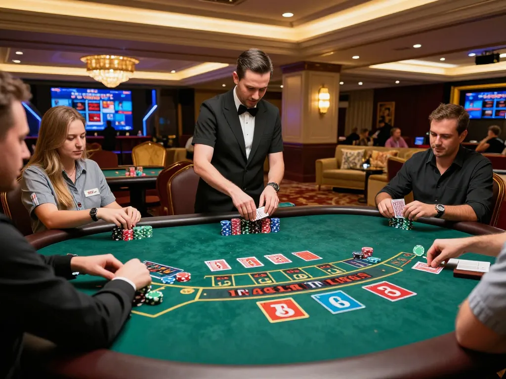 Players engaging in strategic blackjack gameplay at 3Win casino, showcasing live dealer action.