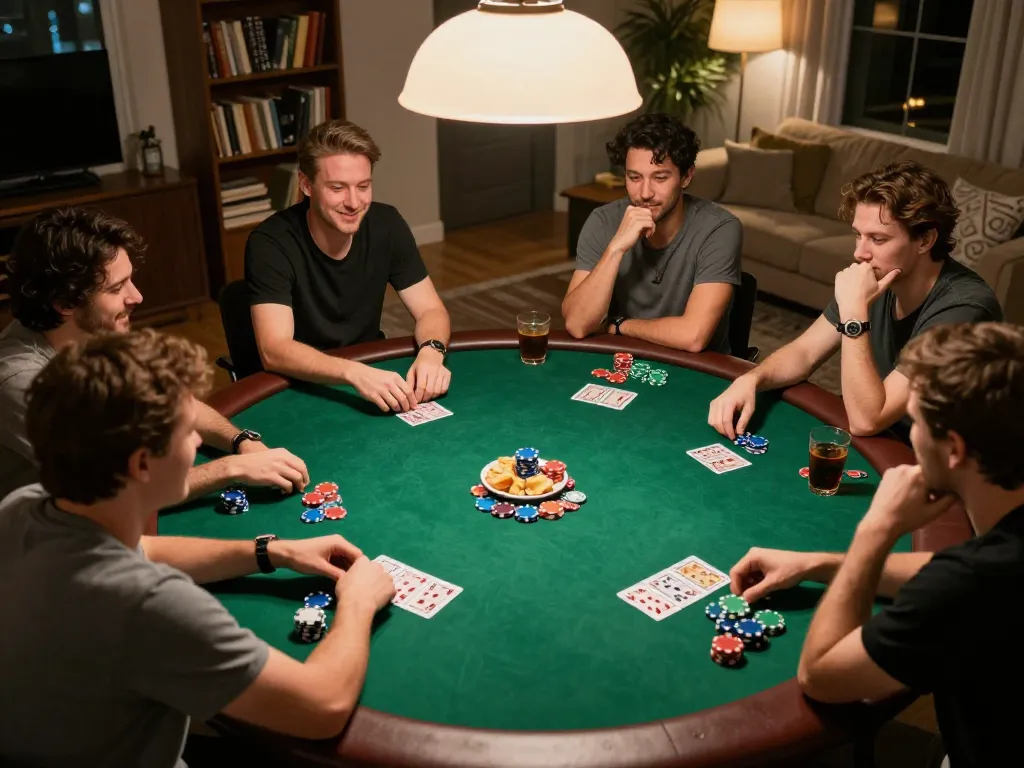 Join the action at home poker night with pucuk138 players engaging in a friendly competition.