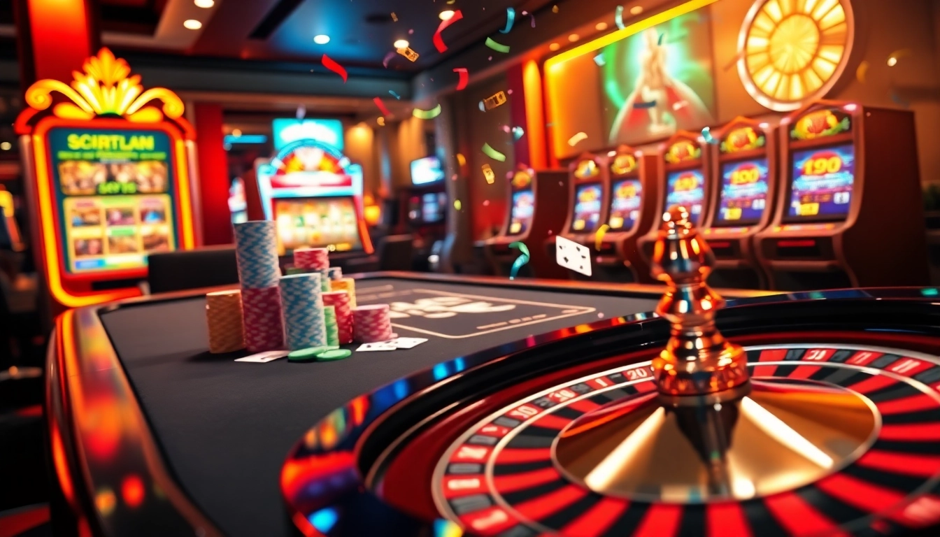 Exciting poker game at a casino with vibrant elements referencing https://kp88.space/ for thrilling gambling experiences.