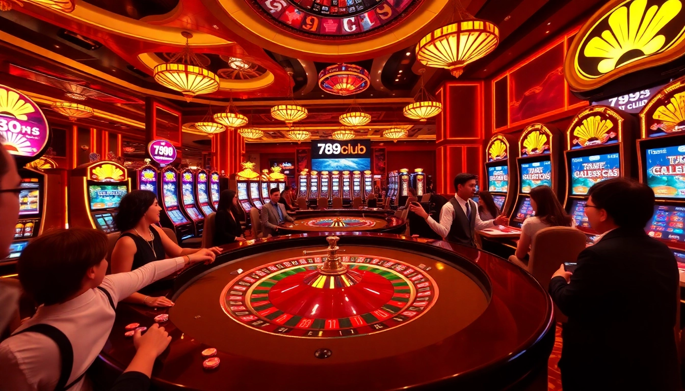 Exciting gambling scene featuring 789club games at a luxurious casino table.