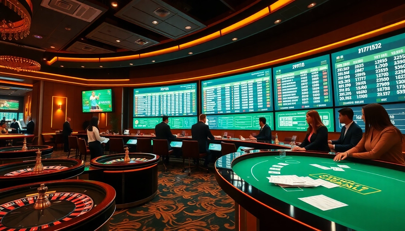 Betting action at a professional keonhacai sports counter in a luxurious casino.