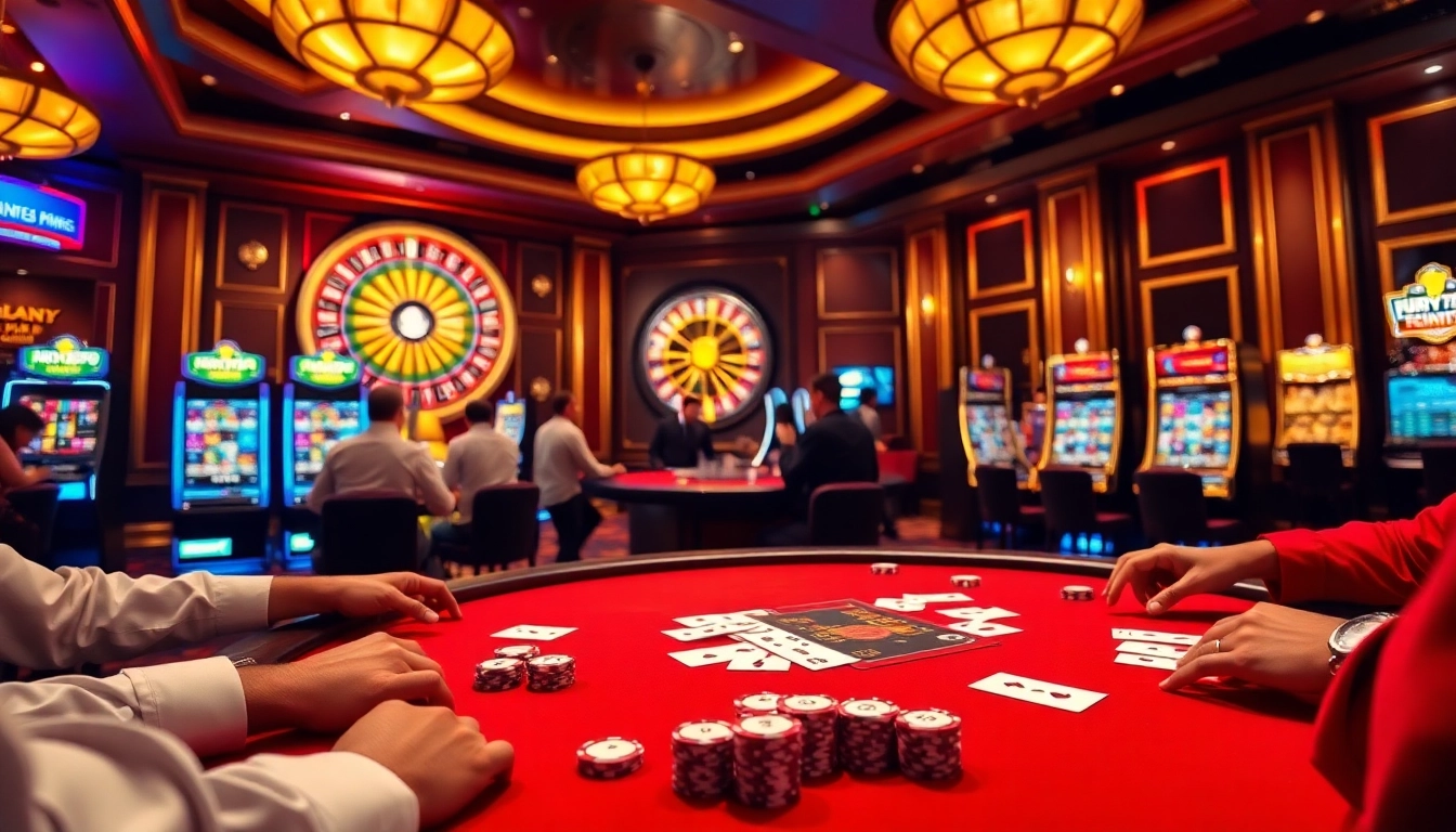 High-stakes gaming at FUN79 casino table, featuring poker chips and vibrant roulette wheel.