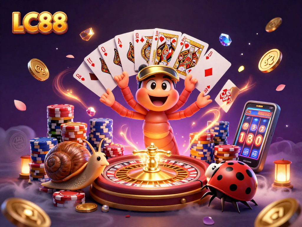 Win big at LC88 with a vibrant 3D casino scene showcasing thrilling games and characters!