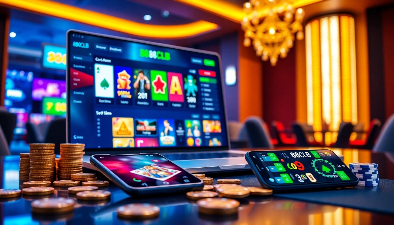 Engaging online casino scene at 88clb with colorful game icons and interactive elements.
