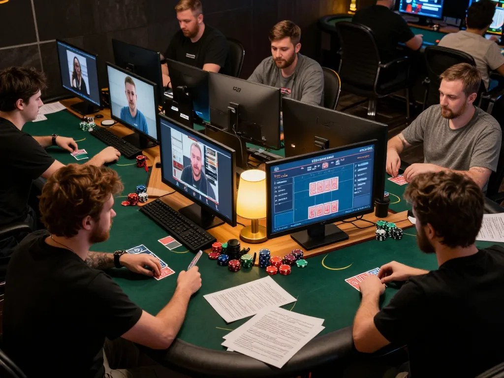 Engaged players participating in cm88 online poker game, focusing on strategic gameplay and virtual interaction.