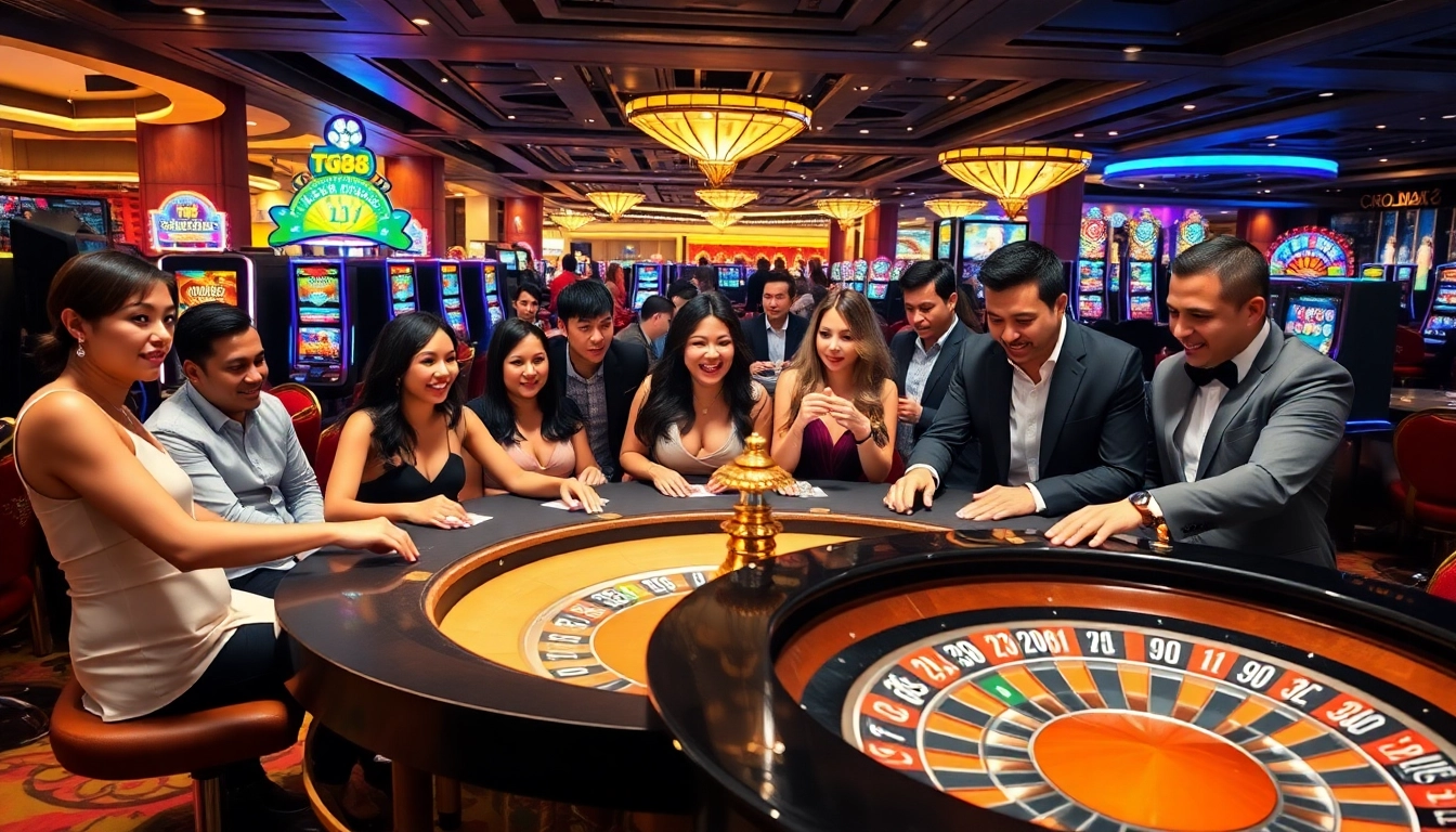 Players enjoying thrilling casino games at tg88, showcasing excitement and luxury in gambling.