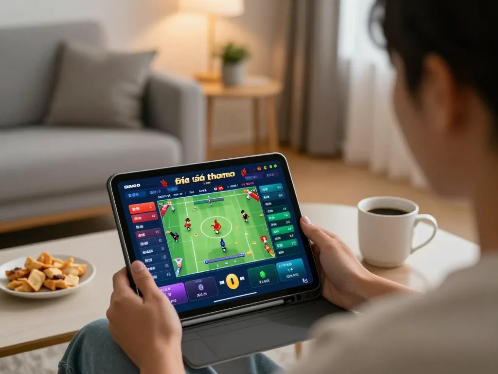 Experience the thrill of Đá gà thomo live streaming from home on your tablet in an engaging and relaxed setting.