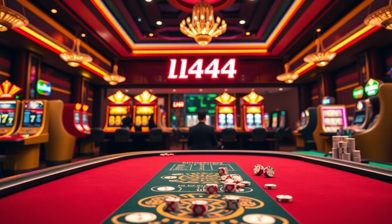 Experience thrilling online gaming at l444 casino with vibrant slot machines and poker tables.