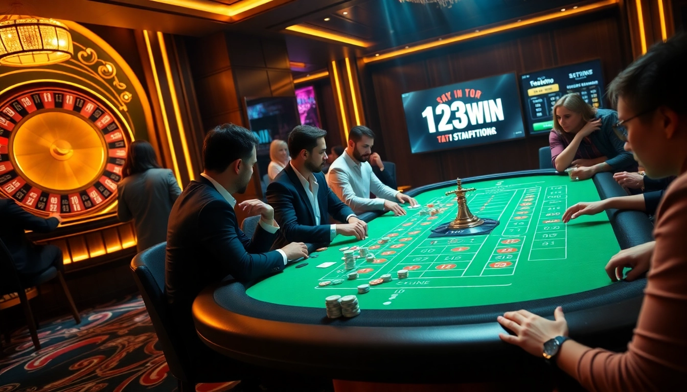 Experience the thrill of 13WIN at a luxury casino table with vibrant chips and cards.