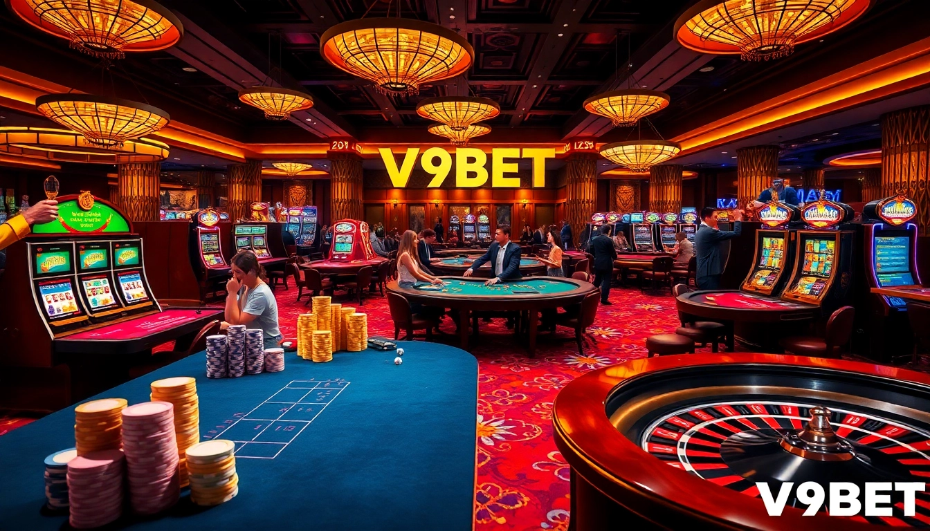 Engage in thrilling casino games at V9bet, featuring vibrant tables and slots.