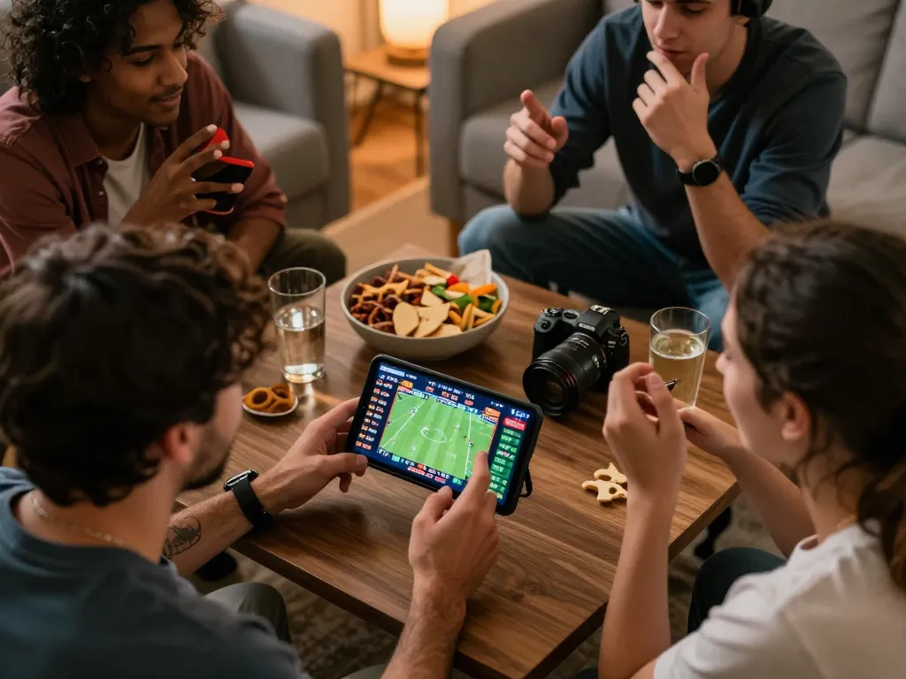 Engaging in sports betting with keonhacai5 while discussing live odds and matches in a cozy setting.