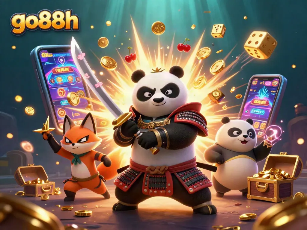 Experience big wins at go88h with samurai panda, ninja fox, and magical tanuki in a vibrant casino scene.