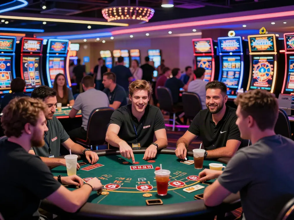 Players enjoying a non gamstop casino experience with vibrant lighting and gaming excitement.
