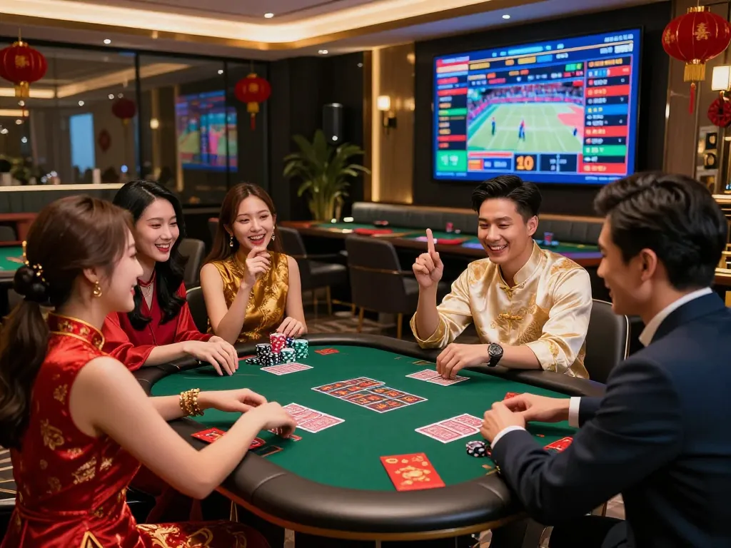 8kbet luxury gaming experience during Tet celebrations with friends enjoying festive atmosphere.