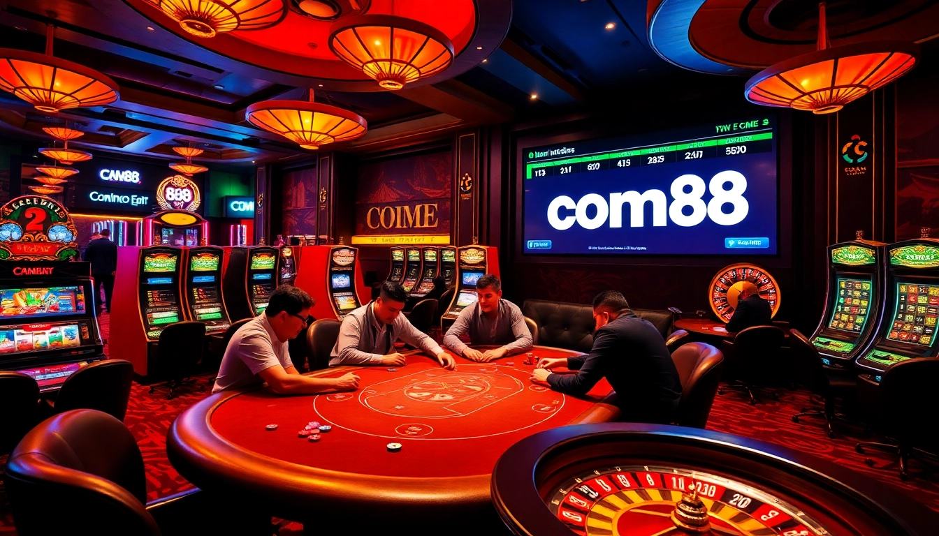 Experience excitement at the cm88 casino table with vibrant slots and engaging players.