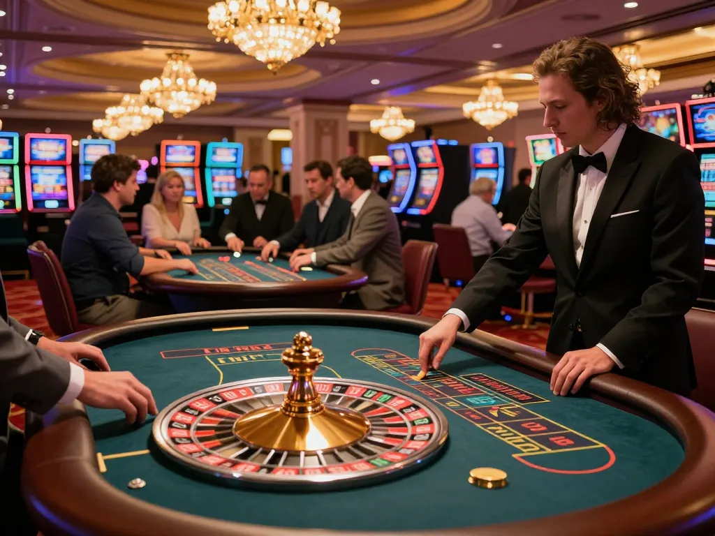 vk88 players enjoying an exciting roulette game with bets placed and anticipation in a vibrant casino