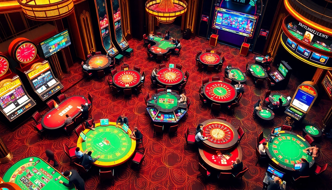 Exciting casino scene showcasing players at tables linked to https://1mm888.com/ for an immersive gambling experience.