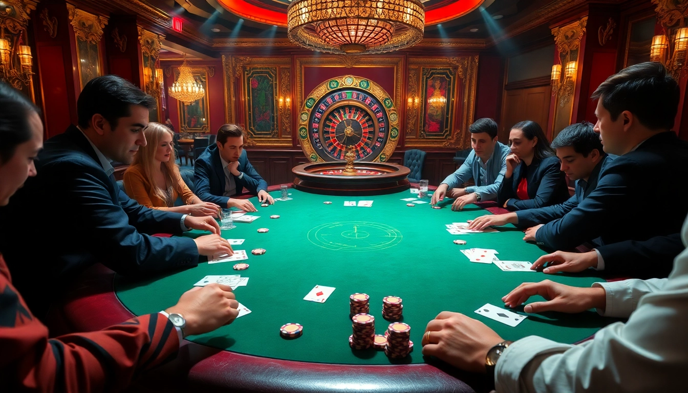 Engaged players at a poker table, featuring Bongdalu-inspired high-stakes gambling action.