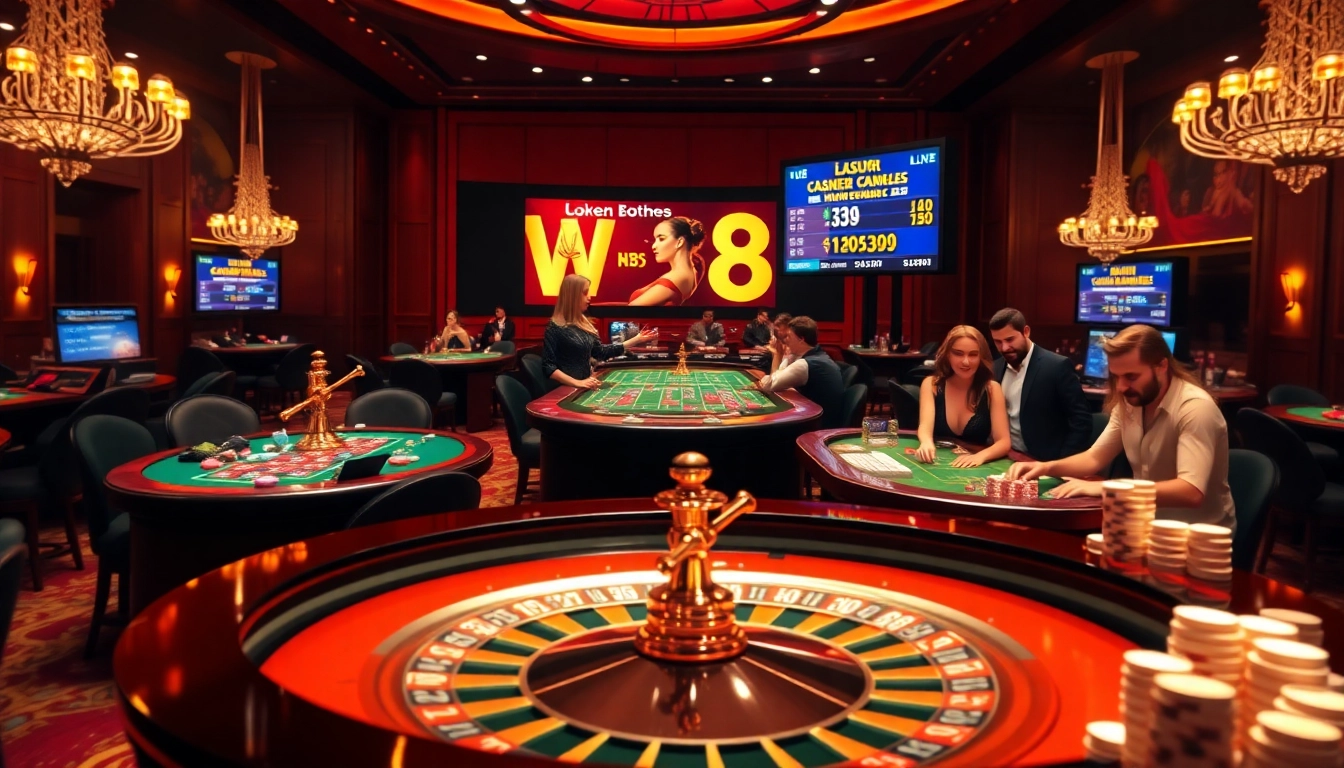 Players engaging with casino games at https://w-88.uk.com/ showcasing online excitement with cards and chips.