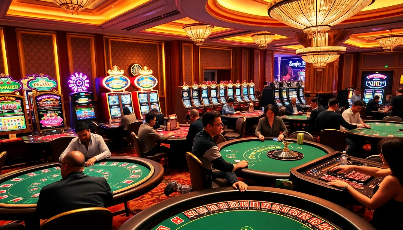 Experience the thrill of TG88 COM gaming with vibrant casino tables and slot machines.