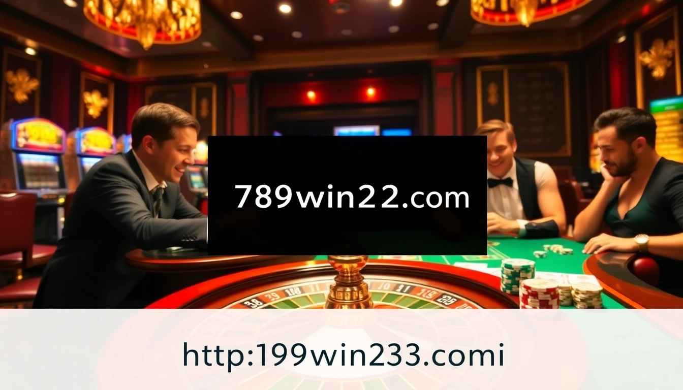 Experience the excitement at https://789win223.com/ with a vibrant casino scene featuring roulette and poker games.