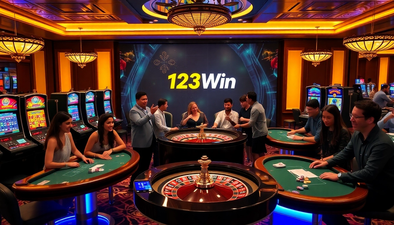 123Win offers a thrilling casino experience with vibrant slot machines and professional poker tables.
