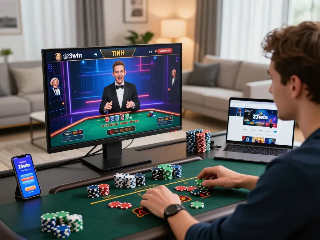 Exciting player experience at 23win online casino, showcasing vibrant gaming atmosphere with interactive elements.