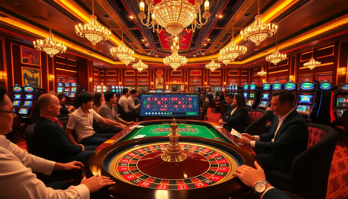 Hitclub players enjoying an exciting roulette game in a luxurious casino atmosphere.