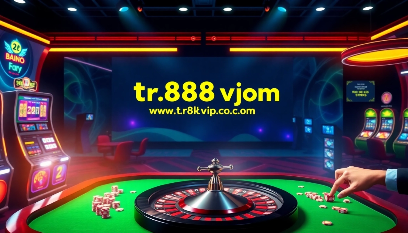 Experience luxury gaming at https://tr88vip.co.com/ with vibrant casino tables and slot machines.