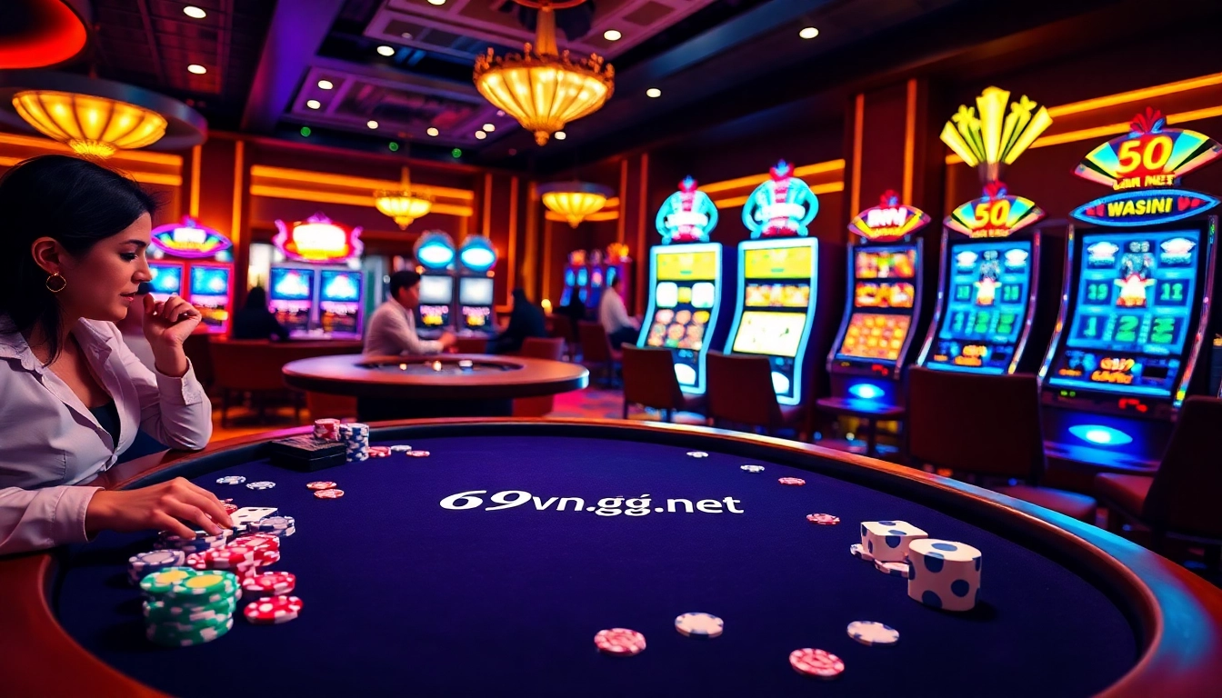 Experience thrill at 69vn.gb.net with vibrant casino tables, chips, and exciting gameplay.