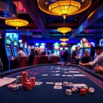 Players celebrating wins on nohu90's thrilling slot machines in a vibrant casino atmosphere.