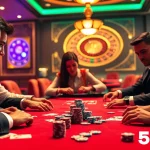 Players engaged in a thrilling poker game at 58WIN, showcasing immersive casino excitement and strategic play.