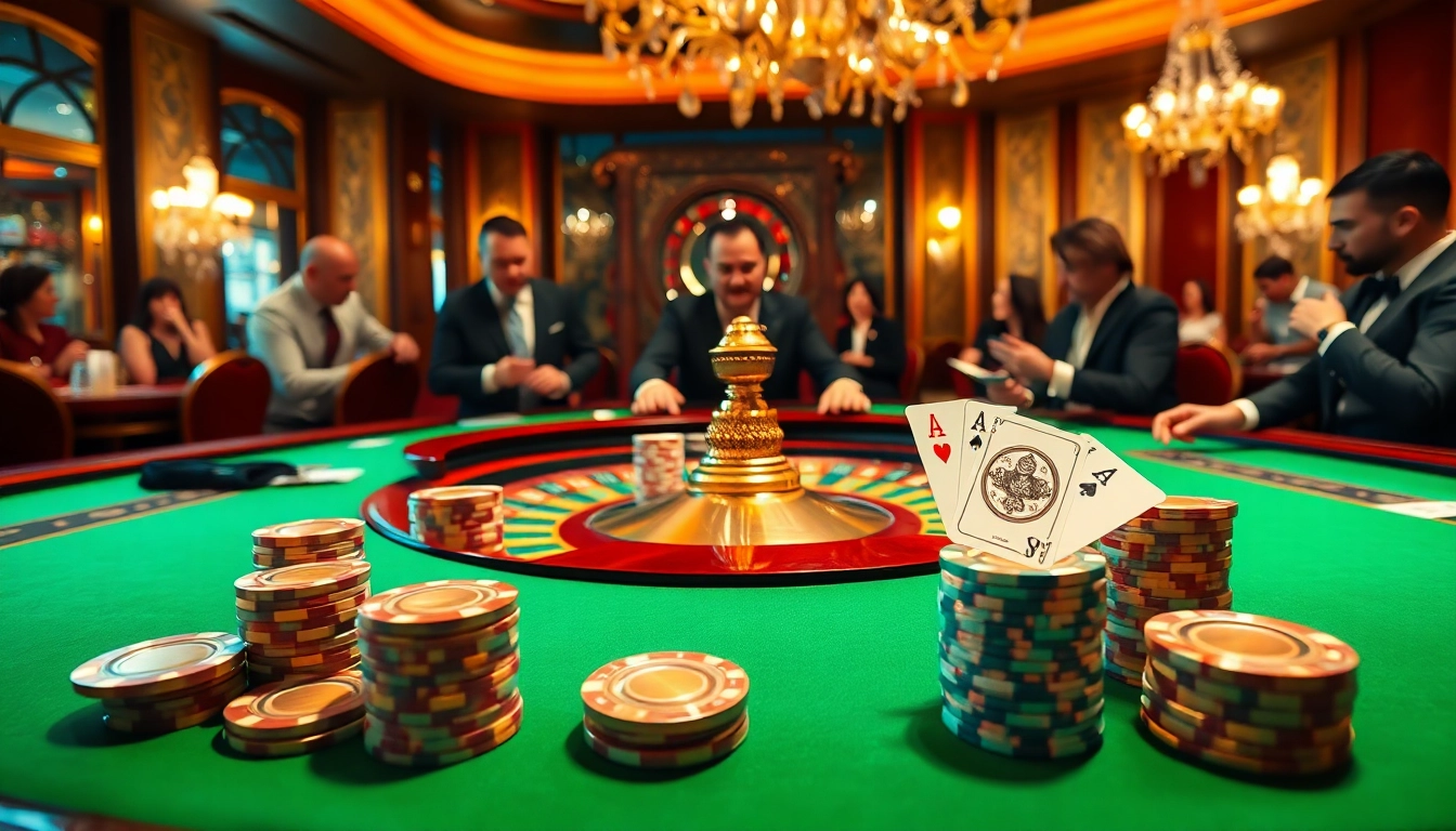 Experience the excitement of https://28bet.gr.com/ with gamblers at a luxurious roulette table.