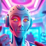 Immersive scene of a digital AI character in an engaging sex ai chat interaction.
