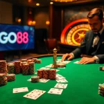Go88 poker table filled with exciting casino elements for online gambling experiences.