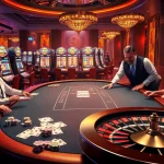 Engage in the thrilling Okwin casino experience with vibrant tables and eager players.
