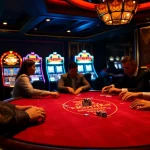 Action-packed poker game at Hello88 casino, showcasing players strategizing over chips and cards.