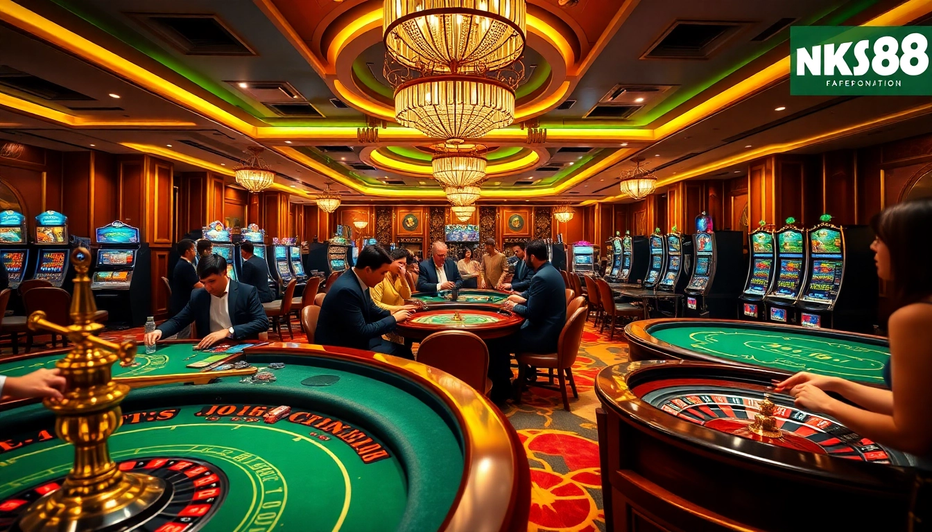 Players enjoying various games at NK88 casino, showcasing excitement and engagement.