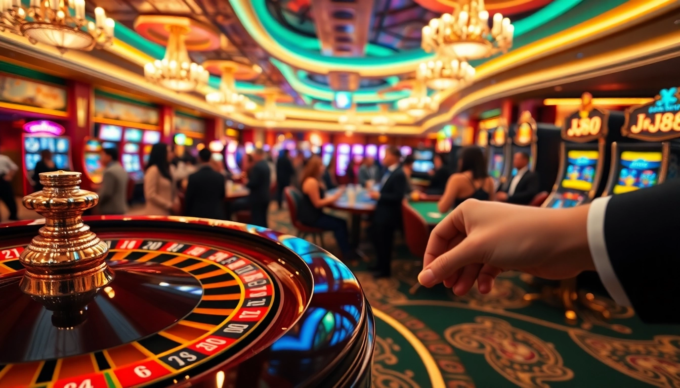 Experience thrill and excitement while playing j88 slots in a vibrant casino setting.