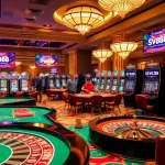 Exciting gambling scene showcasing vibrant casino activities linked to https://sv88s.pro with players engrossed.