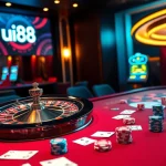 Players winning at uu88 casino table surrounded by poker chips and cards.