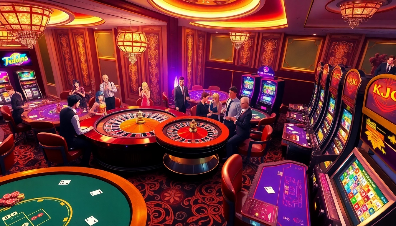 Experience the thrill of betting at KJC with luxurious roulette and poker tables.