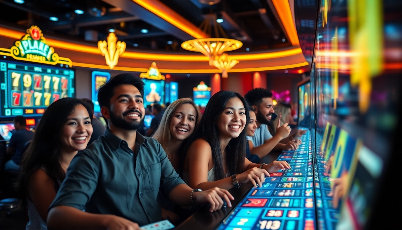 Dynamic online gaming experience at https://566.beauty/ showcasing excitement and joy in a modern casino.