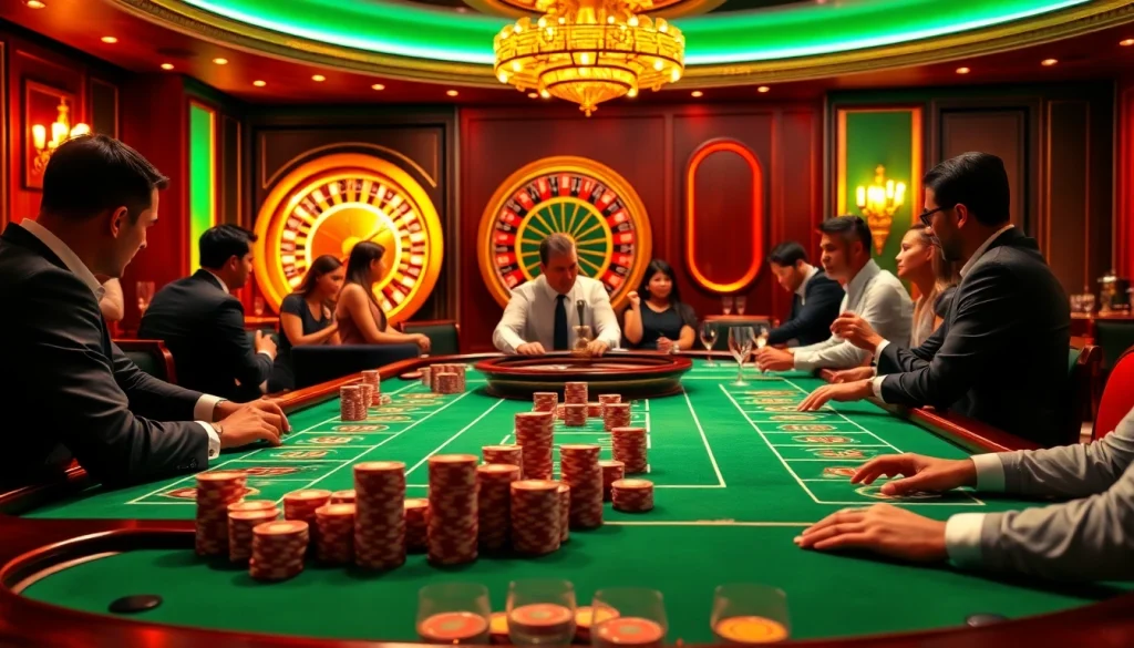 Experience luxury gaming with FEBET at an exhilarating casino table featuring poker chips and a spinning roulette wheel.